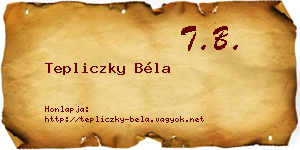 Tepliczky Béla névjegykártya